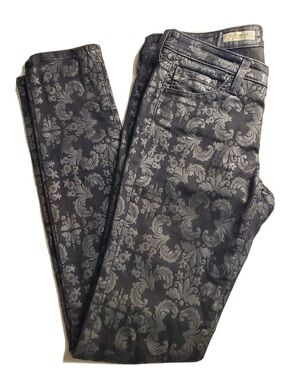 Adriano Goldschmied Black Floral Jacquard Women’s Jeans Stylish Patterned Denim
